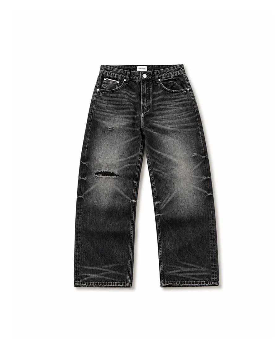 Stellar Studios Black Distressed Selvedge Jeans